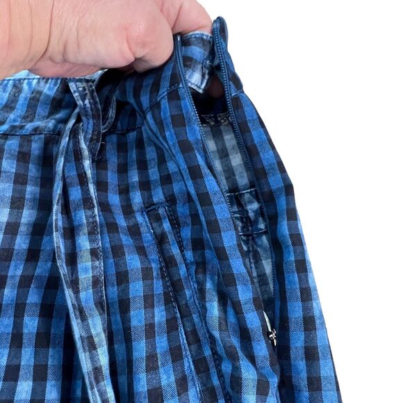 Anthropologie Maeve Avryl Blue Plaid Bleached Pants Sz 14 - Picture 5 of 6